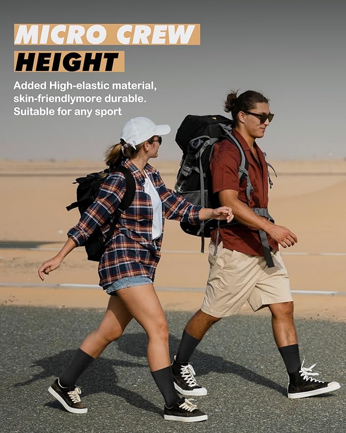 PAPLUS 3 Pairs Running Compression Socks for Men & Women, Atheltic Crew Socks with Cushion, Arch Support for Hiking, Cycling