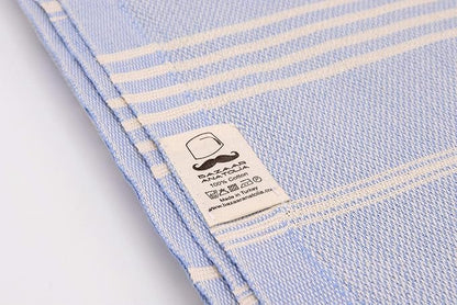 Bazaar Anatolia Slim Line Turkish Towel 100% Cotton Peshtemal Beach Towel 76x38 Thin Lightweight Travel Camping Bath Sauna Gym Pool Blanket Quick Dry Towels (Blue) - Made in Turkiye