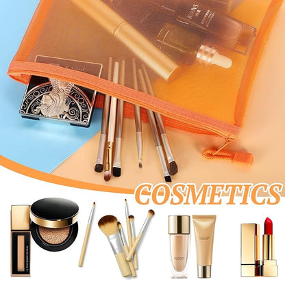 12 Pieces Zipper Nylon Mesh Pouch, Mesh Cosmetic Bags Makeup Bags Pencil Case, Multipurpose Travel Bags for Cosmetic School Office Supplies and Travel Accessories (Multicolored 01, A5)