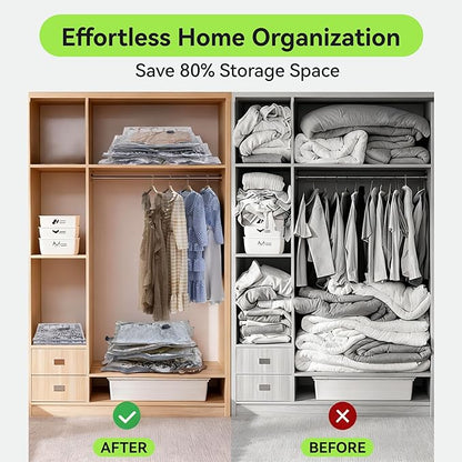 Vacuum Bags for Travel with USB and TYPE C Pump, 15 Pack Carry-on Size Compression Packing Bags for Luggage and Suitcase, Space Saver for Clothes and Clothing Travel（Green）