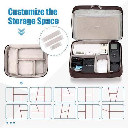 SELLYFELLY Electronics Travel Organizer, Double Layer Cable Organizer Bag Watreproof Electronics Accessories Storage Bag for Cord, Charger, Phone, Power Bank, Kindle, Hard Drive