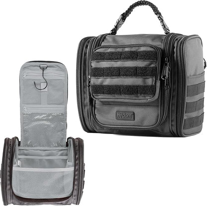 Fitdom Tactical Hanging Toiletry Bag Dopp Kit For Men & Women. Perfect For Travel & Storage for Cosmetic, Clipper, Toothbrush, Shower, Shaving & Grooming Care. Best Overnight Toiletries Organizer Case
