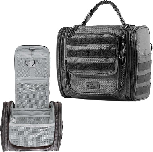 Fitdom Tactical Hanging Toiletry Bag Dopp Kit For Men & Women. Perfect For Travel & Storage for Cosmetic, Clipper, Toothbrush, Shower, Shaving & Grooming Care. Best Overnight Toiletries Organizer Case