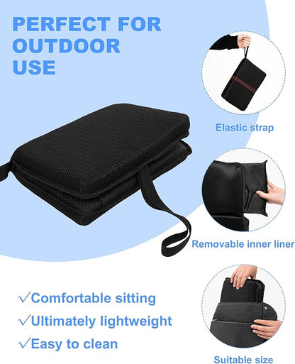 Airplane Seat Cushion Portable Travel Cushion for Comfort Foldable Stadium Pad with Breathable Fabric Seat Pad Perfect for Long Flights, Office, Bleacher, Camping