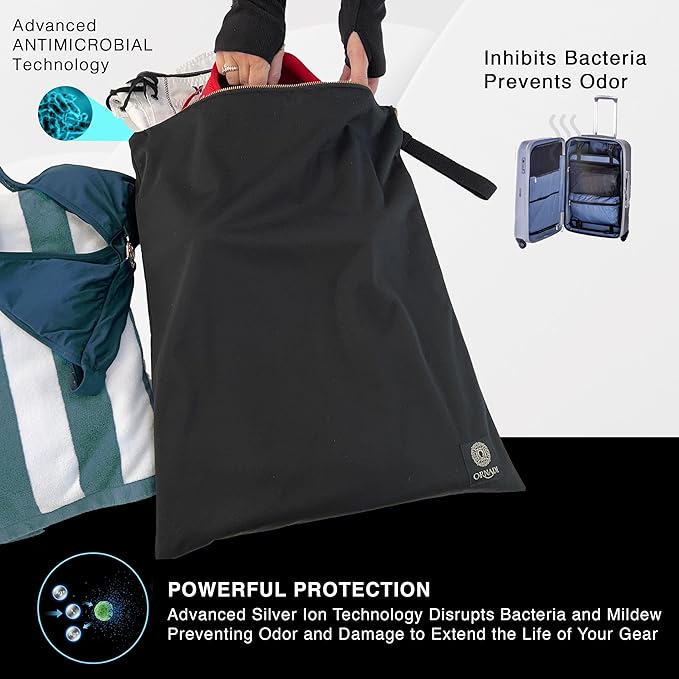 Ornadi X Large Waterproof Antimicrobial Wet Dry Bag Inhibits Bacteria & Odor from Sweaty Gym Clothes, Dirty Laundry, Swimsuits & Towels for Odor Proof Travel Made in USA 17 X 23.5 inch