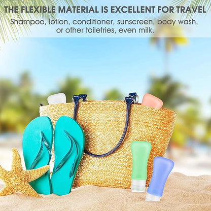 22 Pack Travel Bottles, 3oz & 2oz Leak Proof, Perfect for Travel & Outdoors, Multicolored, Silicone, Reusable, 21 Pieces