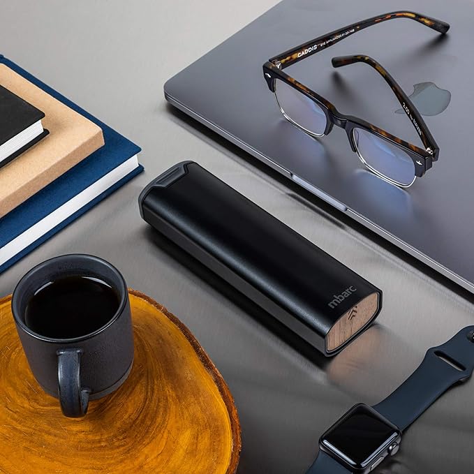 7 Day Weekly Pill Organizer 2.0 by mbarc - Premium Stylish Aluminum and Wood Large Capacity Pill Box for Supplements, Pills, Vitamins and Medication. (Midnight Black)