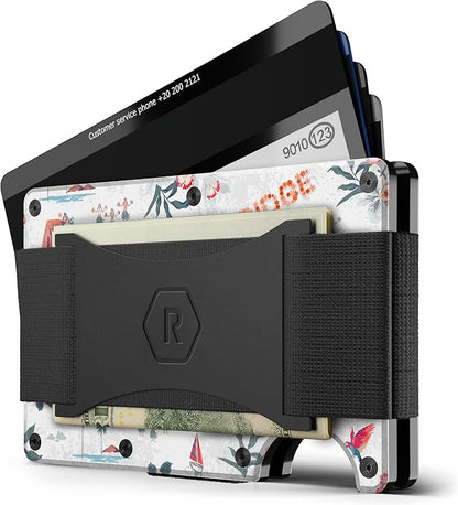 Ridge Wallet for Men - Slim Minimalist Compact Wallet and Card Holder, RFID Protected Front Pocket Wallets for Men with Integrated Cash Strap (Aloha)