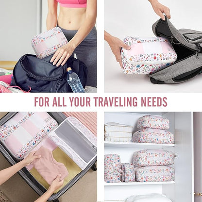 Veken 8 Set Packing Cubes for Travel Kids, Beach Vacation Essentials Accessories for Cruise Ship, Suitcase Organizer Bags for Luggage with Hanging Toiletry & Shoe Bag, Birthday Gifts for Women Mom Her