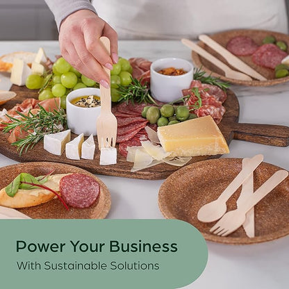 PURPLECLAY Wooden Disposable Cutlery Set, 360 PCS (120 Forks, 120 Spoons, 120 Knives) – Eco-Friendly Compostable Biodegradable Wooden Utensils, Plastic-Free Party Cutlery Set