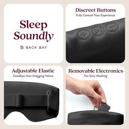 SilkSound 100% Mulberry Silk Bluetooth Sleep Mask, Skin-Friendly Sleeping Eyemask with Bluetooth Headphones, Sleep Gifts for Women, Silk Eye Mask Headband Headphones for Sleeping Side Speakers