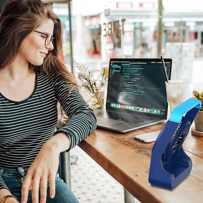 Portable Desk Fan 20000mAh Battery Operated Rechargeable, 200H Long Lasting with Timer, 3 Speeds, 360 Rotation, Portable fan with USB charging port for Home, Outdoor, Hurricane, Emergency