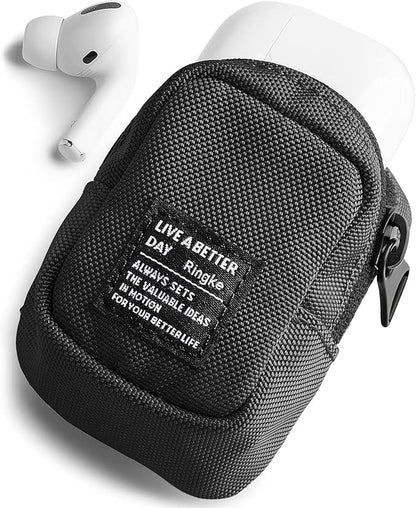 Ringke Mini Pouch Block, Small Bag for Universal Wireless Ear Buds, Durable Waterproof Keychain Backpack Accessories for AirPods Pro 3 & 2 & 1, AirPods 4 & 3 & 2 & 1 Case