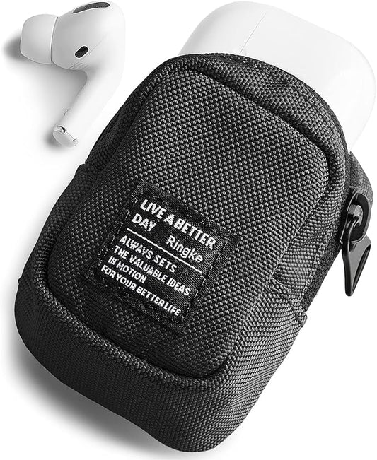 Ringke Mini Pouch Block, Small Bag for Universal Wireless Ear Buds, Durable Waterproof Keychain Backpack Accessories for AirPods Pro 3 & 2 & 1, AirPods 4 & 3 & 2 & 1 Case