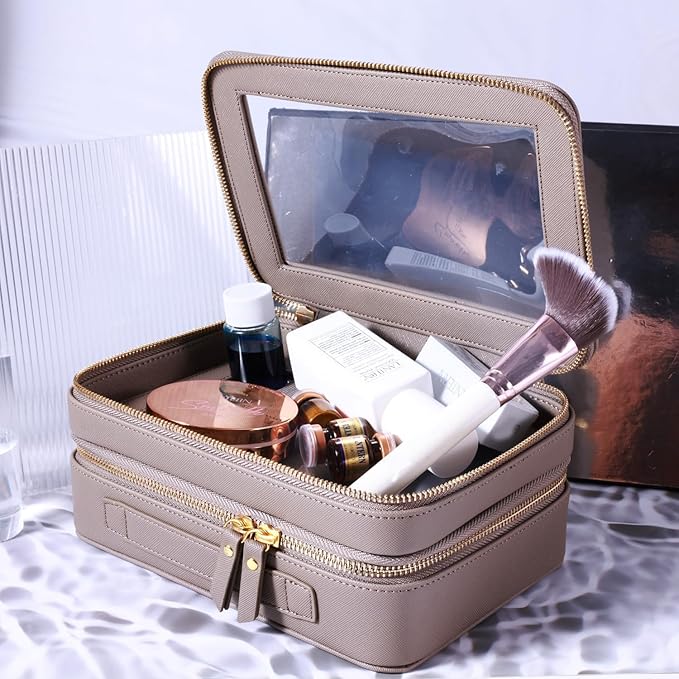 SANHECUN Clear Travel Toiletry bag Toiletry Case Carry on Travel Accessories Bag Makeup Bag(Grey, SHC-TL-2)