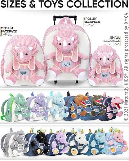 Naturally KIDS Pink Dinosaur Toys for Girls 4-5, Triceratops Toy, Dinosaur Gifts for 4 Year Old Girls, Gifts for 5 Year Old Girl, Toddler Backpack