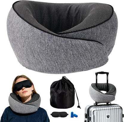Neck Travel Pillow | Memory Foam for Airplane Comfort | Compact & Ergonomic: Travel, Car, Home | Ideal for Adults & Kids