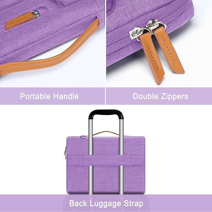 MOSISO 360 Protective Laptop Shoulder Bag,17-17.3 inch Computer Bag Compatible with MacBook, HP, Dell, Lenovo, Asus Notebook,Side Open Messenger Bag with 4 Zipper Pockets&Handle, Lilac