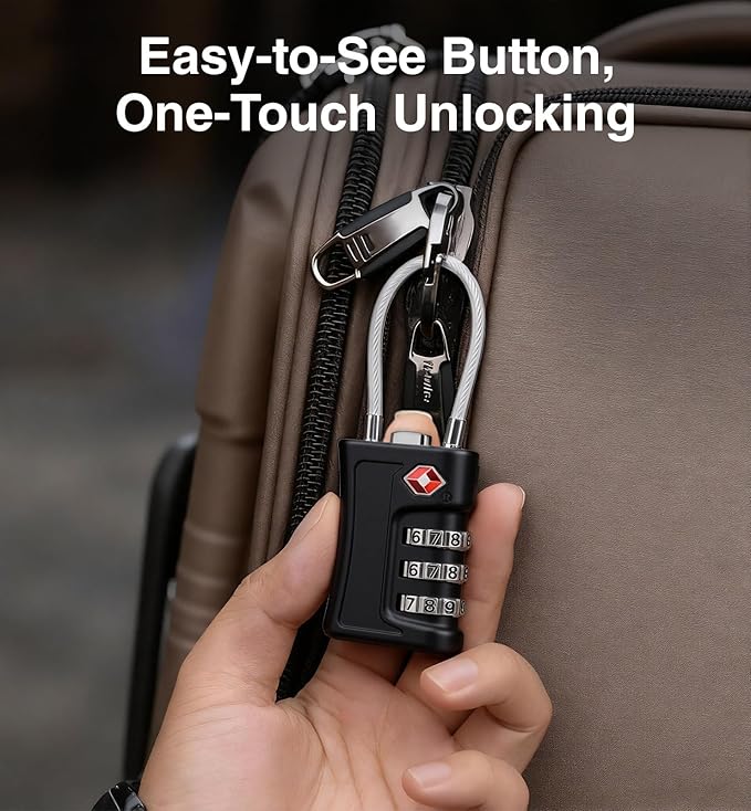 TSA Locks for Luggage, 3 Digit Combination, Suitcase Locks TSA Approved, Easy Read Dials, Luggage Locks for Suitcase, Toolbox, Backpack, Bag, Gym Locker