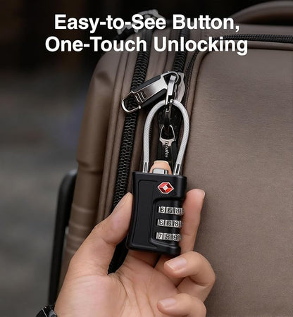 TSA Locks for Luggage, 3 Digit Combination, Suitcase Locks TSA Approved, Easy Read Dials, Luggage Locks for Suitcase, Toolbox, Backpack, Bag, Gym Locker
