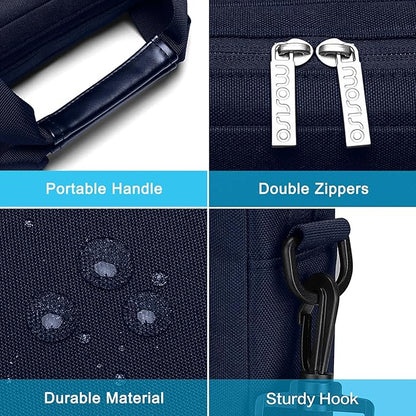 MOSISO Laptop Shoulder Bag 17.3 inch, 17-17.3 inch Computer Bag Compatible with Dell XPS/HP Pavilion/Ideapad/Acer/Alienware/HP Omen with 2 Raised&1 Flapover&1 Horizontal Pocket&Handle&Belt, Navy Blue