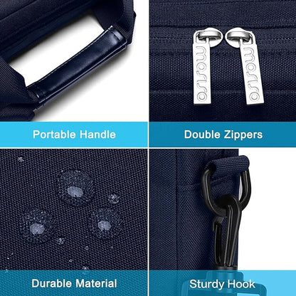 MOSISO Laptop Shoulder Bag 13.3 inch, 13-14 inch Computer Bag Compatible with MacBook Air/Pro 13 / Pro 14, HP Dell ASUS Lenovo with 2 Raised&1 Flapover&1 Horizontal Pocket&Handle&Belt, Navy Blue