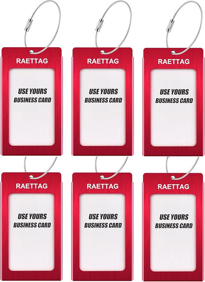 Luggage Tags Metal Suitcase Tags Travel Bag ID Identifier Luggage Tag (Red 6-Pack)