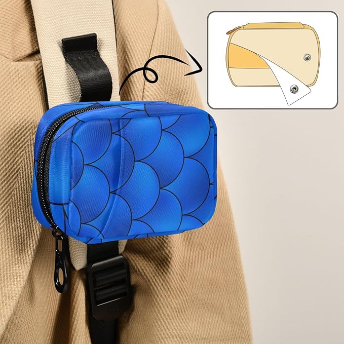 Pill Organizer Box Case Weekly Travel Pill Container Cute Pill Holder 7Day Vitamin Organizer Pill Dispenser Sorter Planner Storage Small Compact Dark Blue Mermaid Scales17