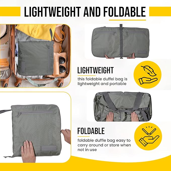 LEGEND 80L Foldable Duffle Bag for Travel - Packable Duffle Bags w/Shoe Compartment - Tear Resistant Collapsible Duffel Bags for Traveling - Lightweight Folding Duffel Bag for Men & Women -Army Green