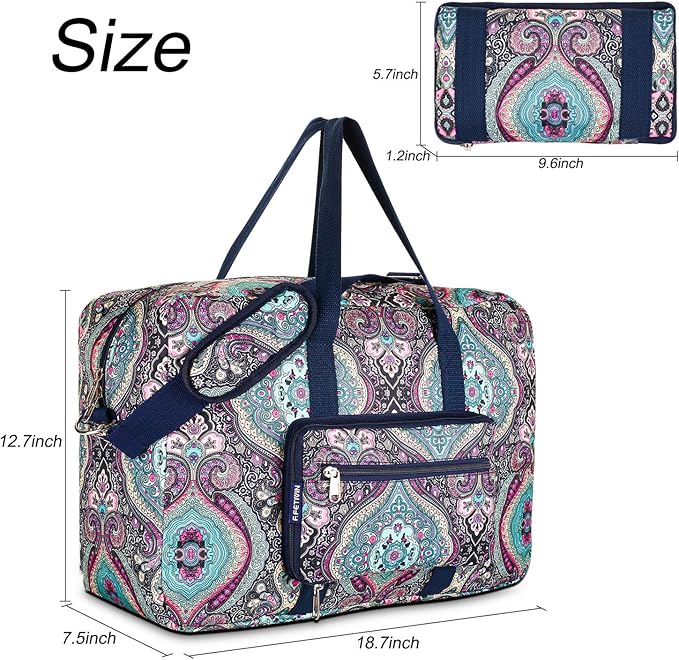 F.FETIVIN Weekender Carry On Bag Travel Duffle Medium Overnight Bag for Women(Green Floral)