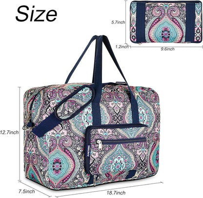 F.FETIVIN Weekender Carry On Bag Travel Duffle Medium Overnight Bag for Women(Green Floral)