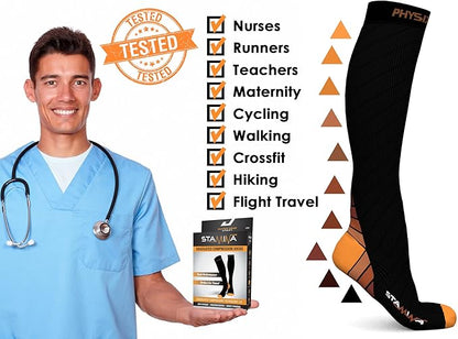 Physix Gear Compression Socks 20-30 mmHg - Men & Women - Running, Nurses, Shin Splints, Flight, Travel