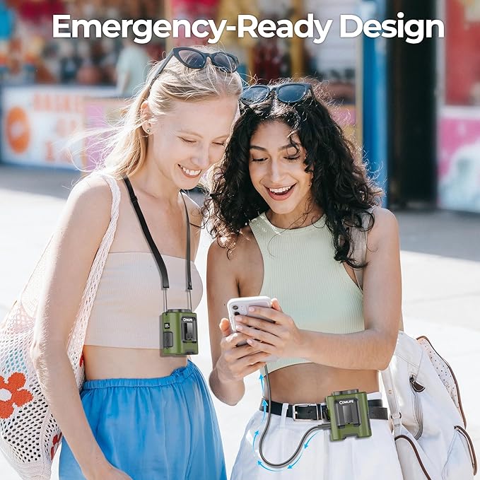 Portable Mini Waist Fan - Personal Wearable Clip on Belt Fan, Rechargeable Battery Operated, Max 25H Cooling,4 Speeds 13000RPM Turbo Hands-Free Shirt Neck Fan for Outdoor Jobsite Camping Traveling