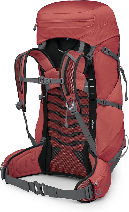 Osprey Tempest 44L Women's Lightweight Hiking Backpack - Daypack for Travel & Camping, Red Pampas/Coal Grey, XS/S