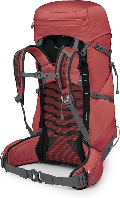 Osprey Tempest 44L Women's Lightweight Hiking Backpack - Daypack for Travel & Camping, Red Pampas/Coal Grey, XS/S
