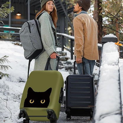 ANNA QUEEN Peeking Black Cat Luggage Cover, Cute Cat Eyes Design Suitcase Protector, Stretchable Washable Travel Sleeve for 24-26 Inch Luggage