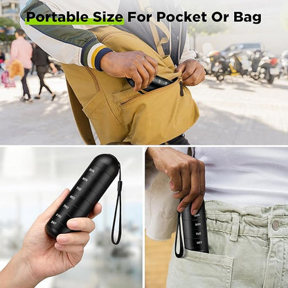 Zannaki Upgrade Large Metal Travel Pill Organizer, Waterproof Weekly Pill Box, Portable Aluminum Alloy Pill Case Container, BPA Free 7 Day Daily Medicine Organizer Holder for Vitamin,Pills,Supplement