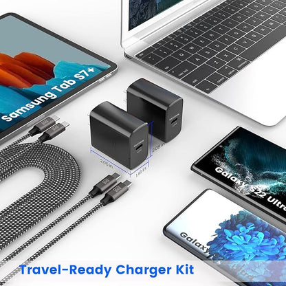 45W Super Fast Charger Type C, [2 Pack] 45 Watt USB-C Charger PD/PPS Wall Charging Block for Samsung Galaxy S25 Ultra/S25+/S25/S24/S23 Ultra/S23+/S22 Ultra/S22+/S20 Ultra, Tab S8(with 2X 8ft Cable)