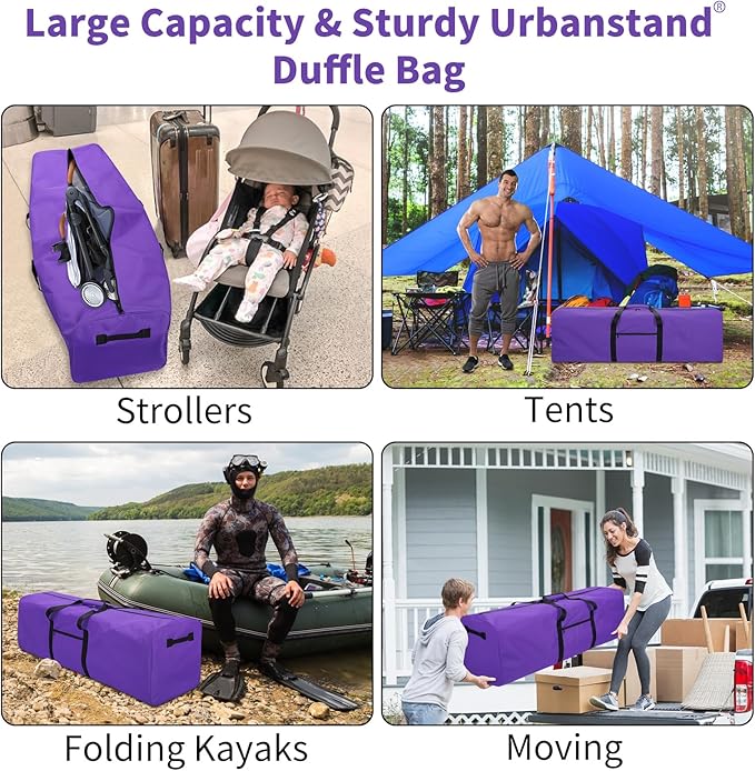 Urbanstand 52 Inch Large Duffle Bag for Travel Camping Sport Equipment Storage Bag with 2-way Lockable Zippers Purple