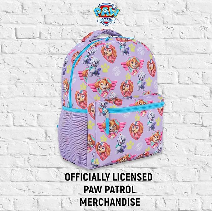 Paw Patrol Backpack for Kids - Chase, Skye, Marshall, Rubble, Rocky, Zuma, Everest, Liberty, and Ryder School Book Bag - Backpack for Boys Girls Toddlers and Adults - for Laptop and Lunch Box (Pink)
