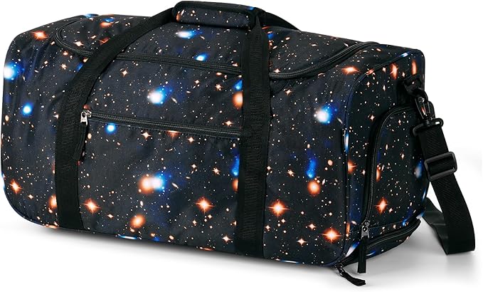 Choco Mocha Boys Galaxy Suitcase with Wheels Kids Black Rolling Duffle Bag for Camping Teen Boys Toddler Luggage Bag for Travel, 22inch