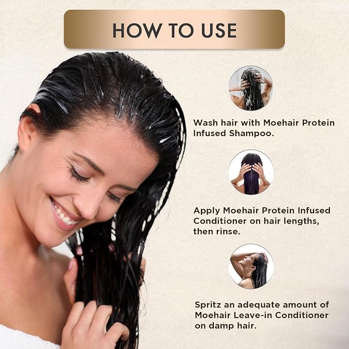 MOEHAIR Hair Strengthening Travel Pack: Shampoo , Conditioner , and Leave-in Conditioner (3.4 Fl Oz Each)