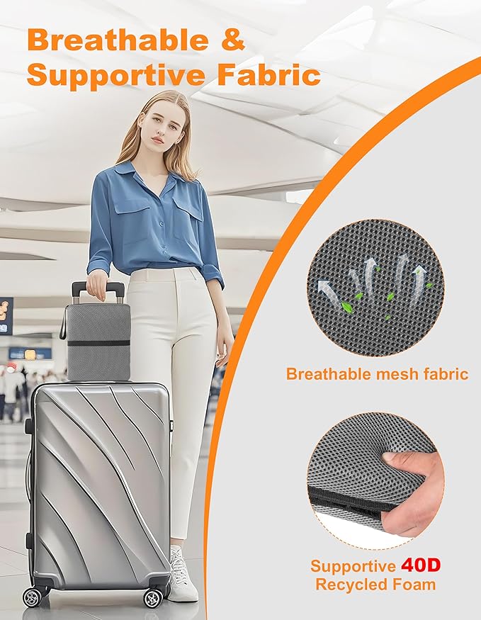 Airplane Seat Cushion Portable Travel Cushion for Comfort Foldable Stadium Pad with Breathable Fabric Seat Pad Perfect for Long Flights, Office, Bleacher, Camping