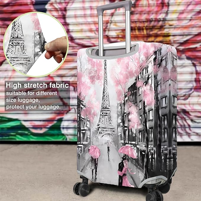 Travel Luggage Cover Suitcase Protector Fits 18-32 Inch Wheel Covers PatternedTravel Related Items Flower Luggage Protector Elastic L