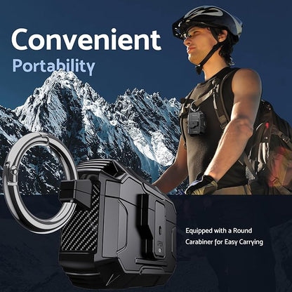 DASFOND Armor Earphone Cover Case for Airpods Pro 2, Military Grade Full Body Shockproof Protection Hard Case, Support Wireless Charging with Keychain, Magnetic Lid, Front LED Visible, Black