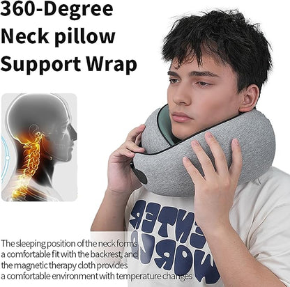 Neck Pillow Airplane –2025 Updated, 100% Memory Foam Travel Pillow for Sleeping, 360° Ergonomic Neck Support, Pain Relief for Long Flights, Portable Travel Accessory for Plane & Car (Light Gray)
