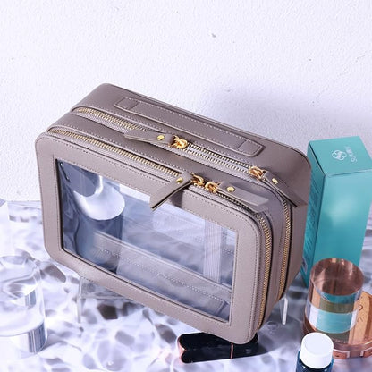 SANHECUN Clear Travel Toiletry bag Toiletry Case Carry on Travel Accessories Bag Makeup Bag(Grey, SHC-TL-2)