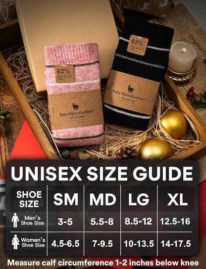 Alpaca Wool Heavyweight Knee High Compression Socks, Thick Winter Thermal Warm Soft Circulation Travel Flying