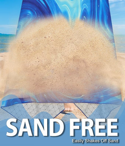 2 Packs Sand Proof Microfiber Beach Towels Adult –Quick Fast Dry Beach Oversized Accessories for Travel Swim Pool Yoga Camping Blanket Essentials Lightweight Must Haves Items Women Gifts Blue Turtles