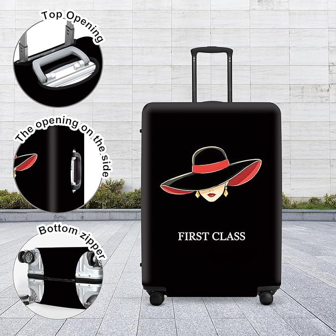 Fashion Women Silhouette Luggage Cover, Black & Red First Class Design Waterproof Suitcase Protector, Stylish Anti-Scratch Travel Case